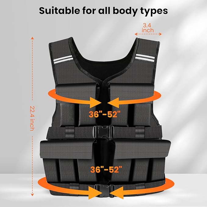 Adjustable Weighted Vest for Men Woman With Shoulder Pads 18lbs | 30lbs | 40lbs, Weight Vest For Walking, Rucking, Cross Training, Running, Muscle Building - Breathable, Comfortable, Washable