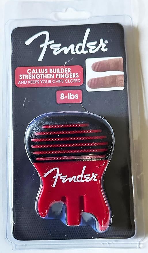 FENDER Patented Callus Builder & Finger Strengthener – Resistance Finger Exerciser for Guitar, Bass & Violin – Guitar Finger Trainer & Grip Strength Tool – Ideal Guitar & Bass Accessories (Tensions: RED=8-Lbs; BLACK=15-Lbs)