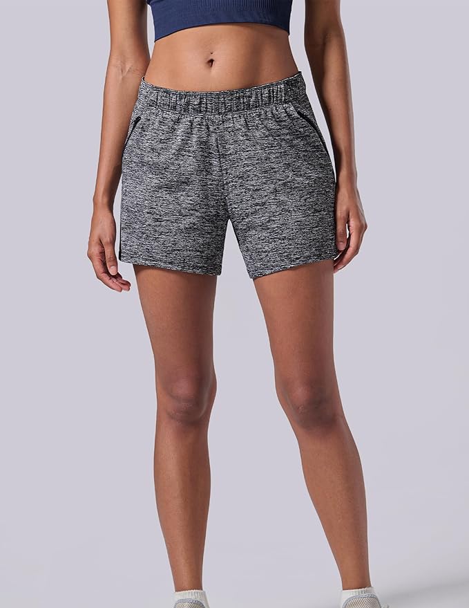 Liberty Imports 1 or 5 Pack Womens Lounge Workout Shorts with Zipper Pockets 5" Inseam Lightweight Athletic Casual Shorts