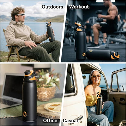 Fjbottle Insulated Stainless Steel Water Bottle, 24 Oz Leakproof Water Bottles, Ice Reusable Tumbler, Double Wall Vacuum Jug, Lightweight Durable for Traveling & Sports, Workout, 24oz