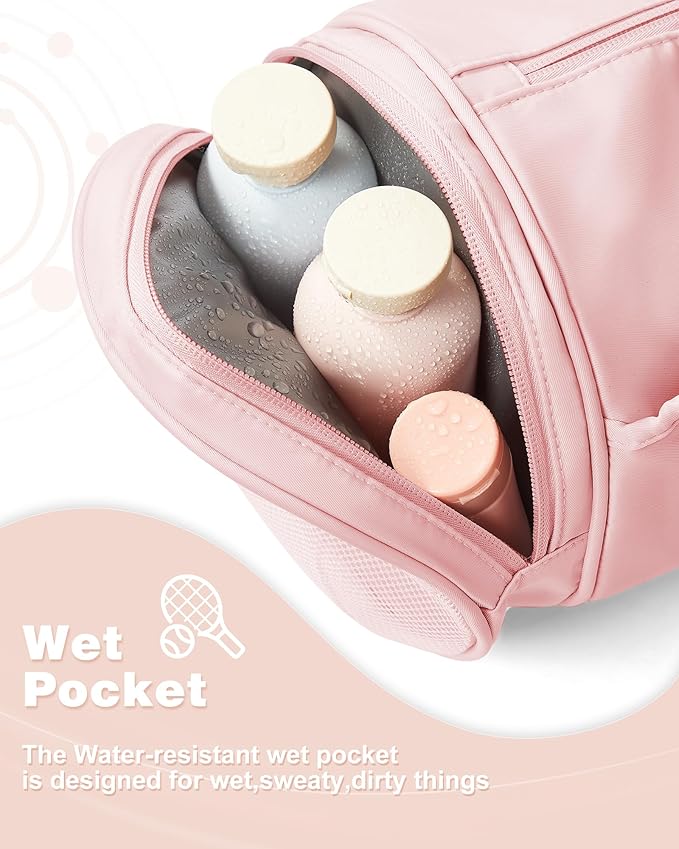 Small Gym Bag for Women,Waterproof Mini Duffle Bag Womens Spotrs Workout Bags Small Travel Duffel Bag with Wet Pocket Carry on Weekender Bags for Dance Swimming,Gym,Yoga,Fitness Pink