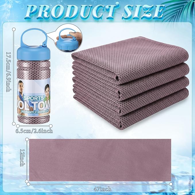 Honoson 10 Pack Cooling Towels Bulk - 47"x12" Soft Breathable Ice Towels for Neck & Face, Portable Chilly Rags Microfiber Sweat Rags for Yoga, Sports, Gym, Workout & Fitness(Pink)