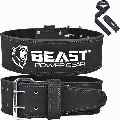 Beast Power Gear Weight Lifting Belts - Free Strap 4” Wide 10mm Thick for Weightlifting Bodybuilding Powerlifting Belt Superior Back Support Gym Belts for Men Women