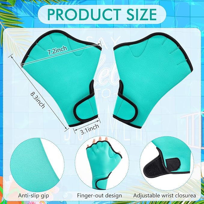 Water Aerobics Set for Aquatic Exercise 1 Pair Swimming Glove 2 Pcs Foam Swim Aquatic Cuffs Water Weights Pool Resistance Fitness Equipment for Swimming Training Workouts