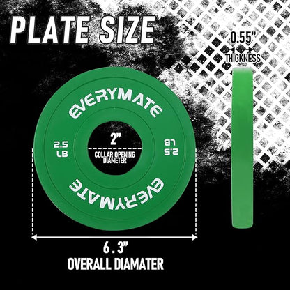 EVERYMATE Change Weight Plates 1.25LB 2.5LB 5LB Set Fractional Plate Olympic Bumper Plates for Cross Training Bumper Weight Plates Steel Insert Strength Training Weight Plates