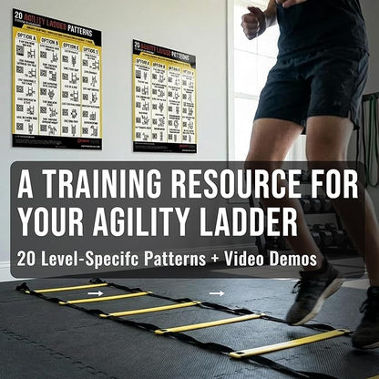 Agility Ladder Drills Poster – 20 Speed & Footwork Training Patterns with QR Video Demos
