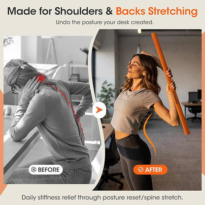 Yoga Stick, Upgraded 5ft Sturdy Steel Mobility Stick, Adjustable Exercise Equipment for Stretching, Flexibility & Balance, Physical Therapy & Posture Correction, Shoulder & Back Relaxation