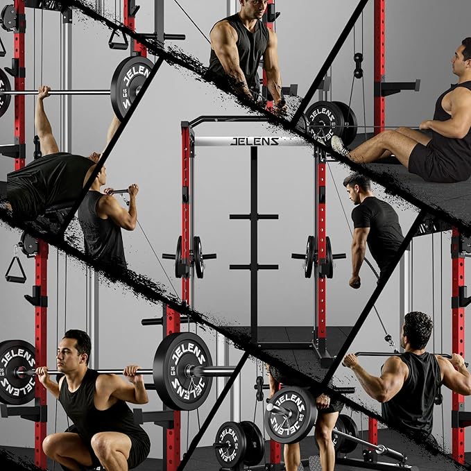 C21 Power Cage, 2000LBS Multi-Function Power Rack with Independent Dual Pulley System, All-in-One Squat Rack for Cable Crossover, Home Gym Workout Machine with More Training Attachments