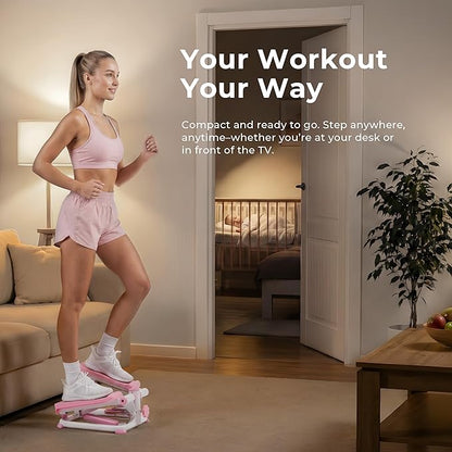 Sunny Health & Fitness Mini Steppers for Exercise at Home, Stair Step Workout Machine, Full Body Cardio Equipment, with Optional Free SunnyFit App Connection and Resistance Band