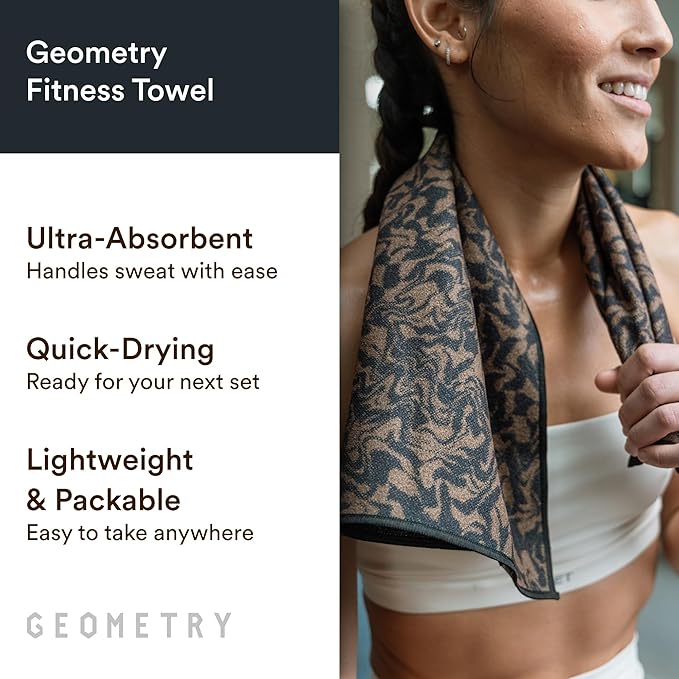 GEOMETRY Double-Sided Gym Towel for Working Out - Compact & Quick Dry, Super Absorbent Microfiber Sweat Towel - Premium Microfiber for Gym - Zig, 16" x 30", 1 Piece