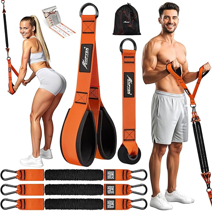 HPYGN Resistance Bands Training for Arms, Biceps, Triceps, Back, Abs, Shoulders, Heavy Duty Exercise Bands with Handles, Door Anchor, Home Gym Workout Equipment for Tricep Pushdowns, Face Pulls