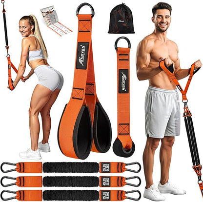HPYGN Resistance Bands Training for Arms, Biceps, Triceps, Back, Abs, Shoulders, Heavy Duty Exercise Bands with Handles, Door Anchor, Home Gym Workout Equipment for Tricep Pushdowns, Face Pulls