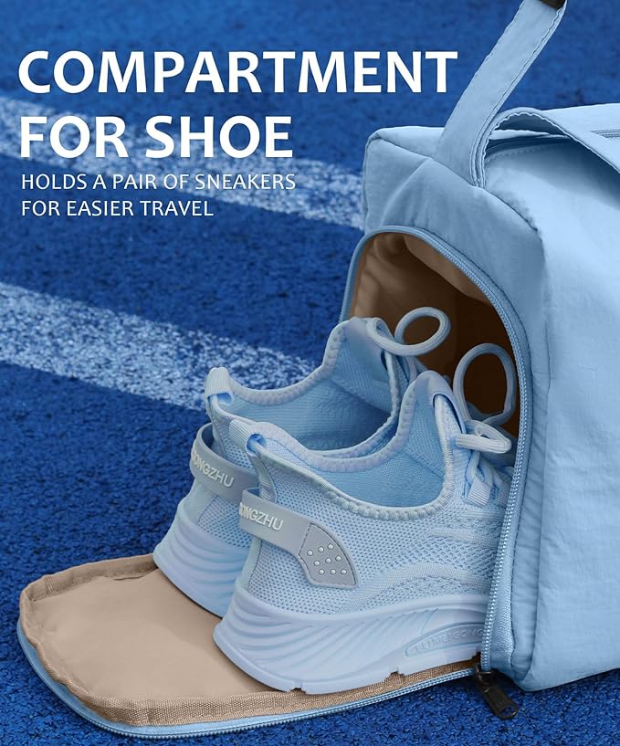 Small Gym Bag for Women with Shoes Compartment, Stylish Duffle Travel Bag for Plane, Lightweight Duffle Bag for Women & Men, Sport Gym Tote Bag with Wet Pocket for Yoga, Pilates, Swimming