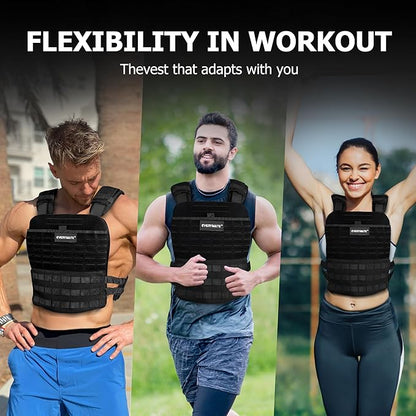 EVERYMATE Weighted Vest Men, Adjustable Weighted Vest Workout Vest for Strength Training Adjustable Strength and Endurance Training Fitness Tactical Running