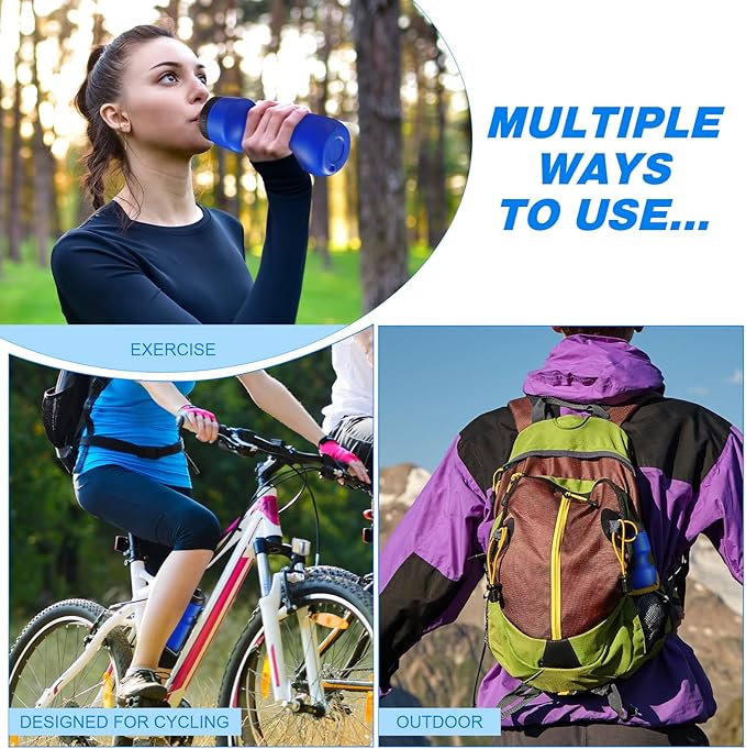 Nitial 24 Pcs Sports Water Bottles Bulk 22 oz Squeeze Reusable Sports Water Bottles Blank Plastic Water Bottles with Pull Top Cap for Adults Sports Fitness Bike, Dishwasher Safe