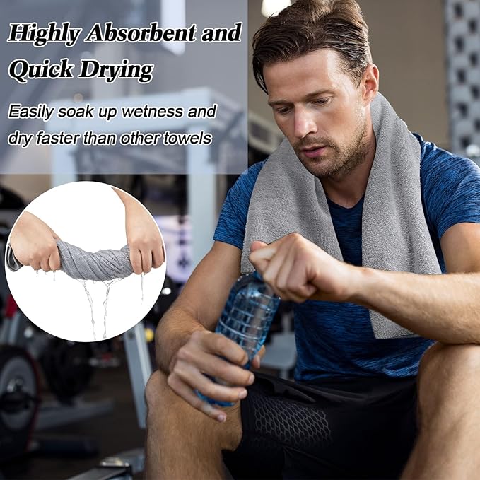 36 Pcs Microfiber Gym Towel 16 x 28 in Bleach Proof Towels Absorbent Soft Sweat Towels Quick Dry Lightweight Towel for Hand Salon Bath Spa Hotel Pool Home Hair Care(Light Grey)