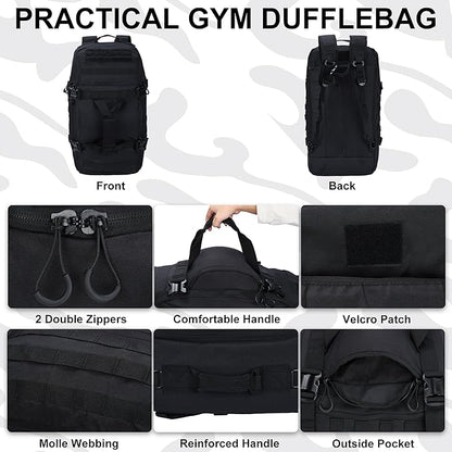 Gym Bag Duffle Bags Backpack Travel Duffle Bag with Weekend Overnight Bag for Outdoor Tactical Sports Travel Camping Hunting