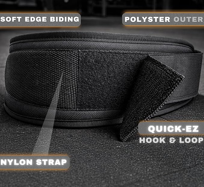 HARCOS 6 Inch Nylon Weight Lifting Belt for Men & Women – Heavy Duty Double D-Ring Gym Belt with Padded Lumbar Back Support – Adjustable Workout Belt for Squats, Deadlifts & Strength Training