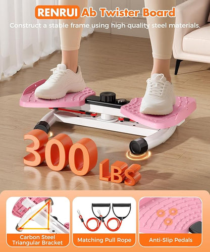 Waist Twister Machine Exercise Fitness Tool, Ab Twister Board with the Smart LED Digital Monitor, 300lbS Capacity & 20dB Ultra-Quiet, Anti-Slip Home Gym Workout Equipment for Women Belly Fat