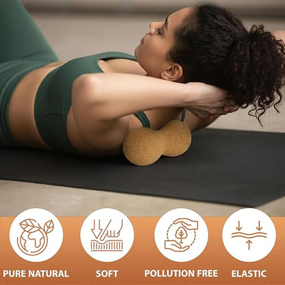 2 in 1 Premium Cork Balance Board with Peanut Massage Ball, Foot Strengthener Kit for Stability Training, Natural Cork Foot Balance Trainer, Non Slip Surface for Home Gym Travel Workout, Exercise Equipment