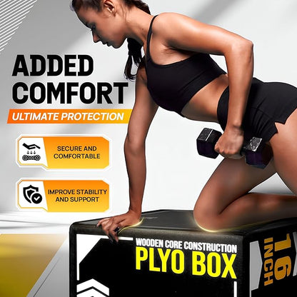 Yes4All 3-in-1 Soft-Padded Plyo Box With Wooden Core, Non-Slip Multi-Use Cushioned Plyometric Jump Box with Vinyl Cover for Jumping, Conditioning, Strength Training