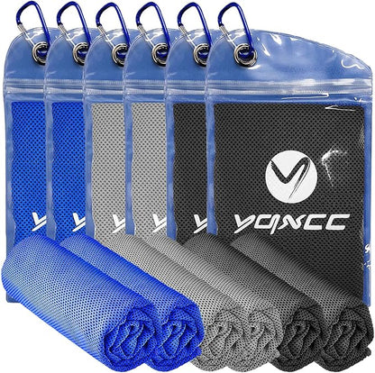 YQXCC Cooling Towels | 6 Pack 40"x12" | Cool Cold for Neck | Microfiber Soft Breathable Chilly | for Yoga, Golf, Gym, Camping, Running, Workout & More Activities