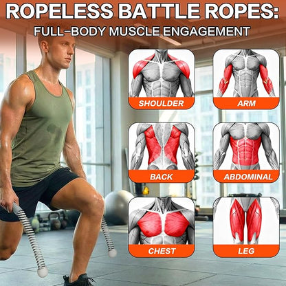 Ropeless Battle Ropes for Home Gym, Portable Cordless Weighted Battle Ropes with Storage Bag, High Calorie Burn for Men & Women, Fitness Equipment for HIIT & Low-Impact Aerobic Training