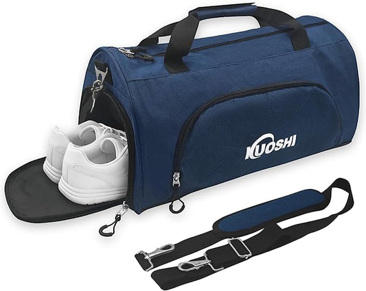 56L Gym Bag Sports Duffle Bag with Shoe Compartment & Wet Pocket, Carry-on Luggage Bag with Quick-Access Pouch, Weekender Overnight Travel Bag for Men & Women