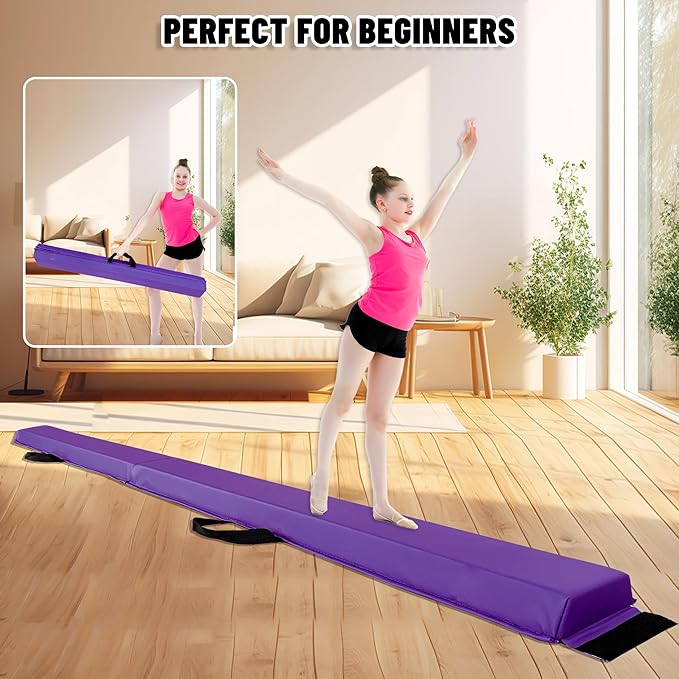 MARFULA 6 FT / 8 FT / 9 FT / 10 FT Folding Gymnastic Balance Beam for Kids with Carry Bag for Home and Club Use