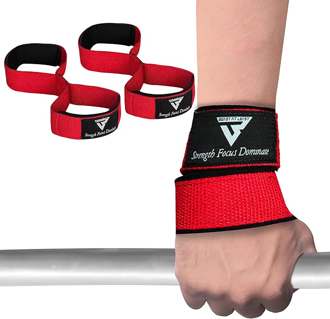 Weight Lifting Straps Figure 8, Anti Slip Strap with cuffs wrist Support for Gym Workout Deadlift Powerlifting Bodybuilding Weightlifting, Fitness Strength Training, Hand Bar Grip for Men