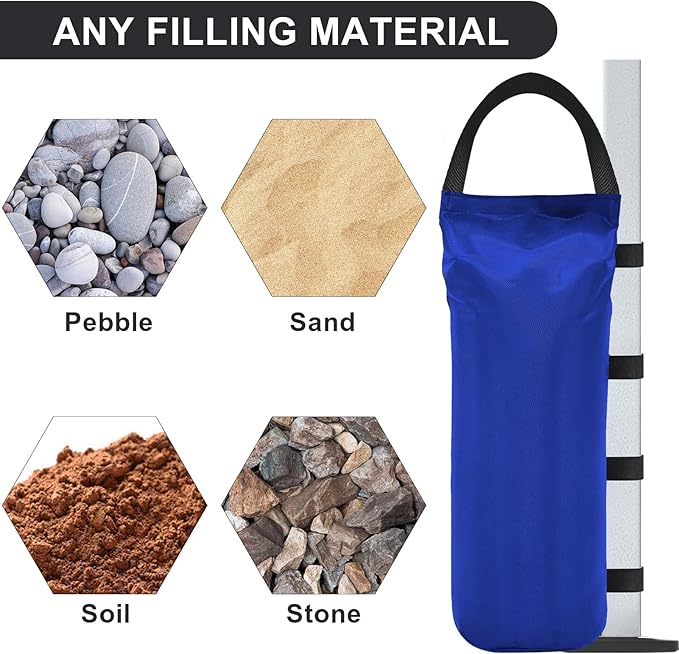 Eurmax USA 145 LBS Weight Capacity Pop up Gazebos Weights Sand Bags for Pop up Canopy Tent Pergola Outdoor Instant Canopies, 4-Pack (Without Sand) Blue
