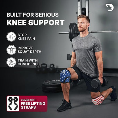 DMoose Fitness Knee Sleeves for Weightlifting (Pair) 78” Knee Wraps for Joint Support, Squats & Powerlifting - Gym Brace Straps for Joint Stability & Pain Relief, USPA & IPL Approved for Men and Women