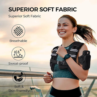 PACEARTH Weighted Vest,6lb/8lb/10lb/12lb/16lb/20lb/25lb/30lb Weight Vest with Reflective Stripe, Body Weight Vests for Women, Men, Weight Loss Workout, Strength Training, Running, Walking, Jogging