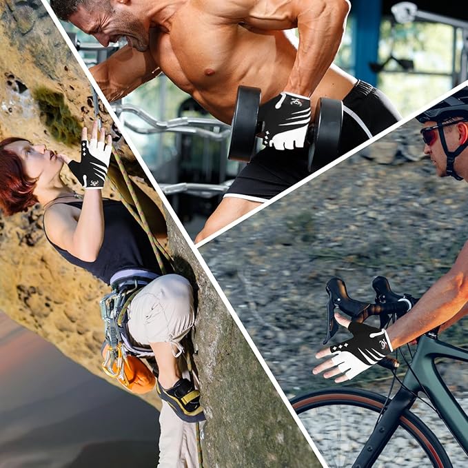 BEAST RAGE Half Finger Cycling Gloves for Men Women, Gel Padded Anti-Slip Shock Absorbing Weight Lifting Gym Gloves Cycle Mountain Bike Gloves for MTB, Biking, Hiking