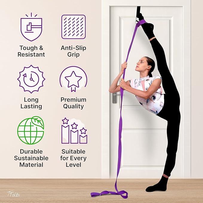 Stretching Strap with Door Anchor & Resistance Band – Leg Stretcher for Improving Flexibility & Splits – Ideal for Ballet, Dance, Cheer, Yoga & Gymnastics – Home Training Equipment for All Levels