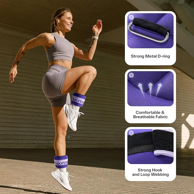 Sportneer Ankle Weights 0.5/1/2/3/5 LBS 1 Pair Wrist Leg Arm Weights for Women Men Kids Child with Adjustable Straps, Strength Weighted for Jogging Running Walking Fitness Gym Workout