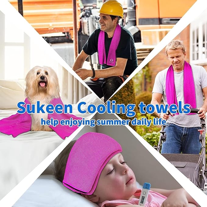 Sukeen Cooling Towels for Neck and Face (40"x12"), Soft Breathable Cooling Towel, Sweat Towel for Gym, Sport, Running, Workout, Camping, Hiking, Fitness, Workout & More Activities