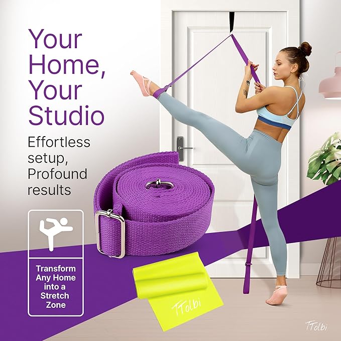 Stretching Strap with Door Anchor & Resistance Band – Leg Stretcher for Improving Flexibility & Splits – Ideal for Ballet, Dance, Cheer, Yoga & Gymnastics – Home Training Equipment for All Levels