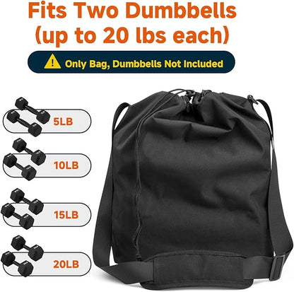 Xxerciz Dumbbells Carry Bag with Adjustable Strap, Portable Fitness Dumbbell Storage Bag Case, Gym Crossbody Bag with Soft Pad for Carrying 1 Pair Dumbbells - Each from 5 LBS to 20 LBS