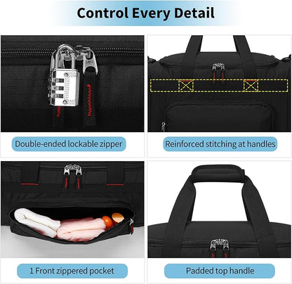 Gym Bag 22 inch Sport Duffle Bag for Men - 55L Weekender Duffel Bag for Travel 22“×12”×13“ - Black