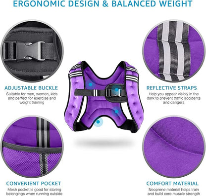 Henkelion Weighted Vest Weight Vest for Men Women Kids Weights Included, Body Weight Vests Adjustable for Running, Training Workout, Jogging, Walking