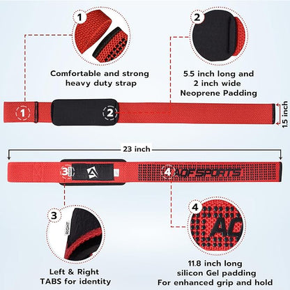 AQF Lifting Wrist Straps for Weightlifting, Powerlifting & Deadlifts – 23” Neoprene Padded Cotton Straps for Strength Training & Gym Workouts - Maximum Grip Support for Men & Women