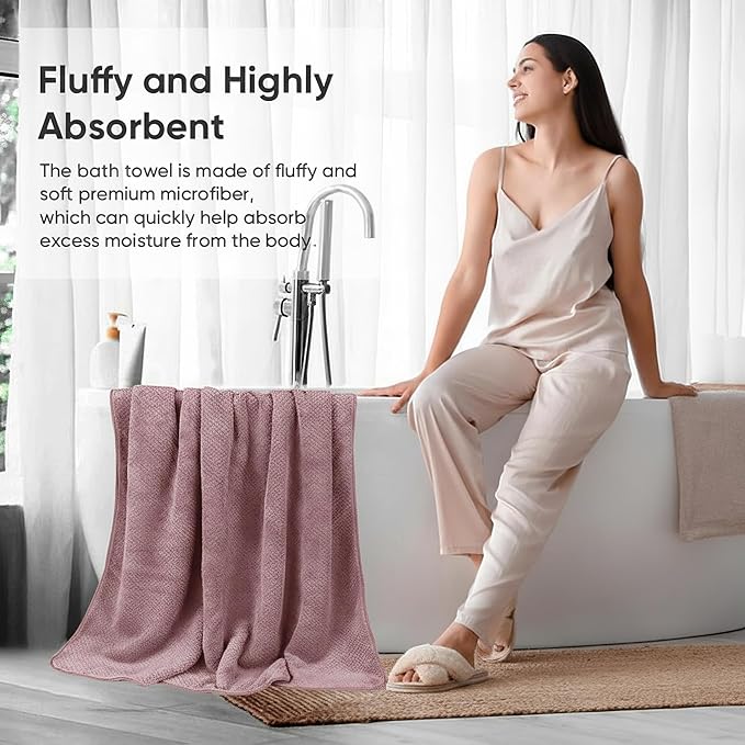 2-Pack Microfiber Bath Towels (27x54 Inches) - Ultra Soft & Quick Dry, 3X Absorbency, Lightweight for Gym, Yoga, Travel & Spa - Perfect for Home, Fitness & Post-Workou