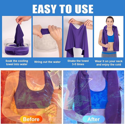 4 Pack Cooling Towel for Neck and Face,Sports Tennis Hiking Running Riding Yoga Fitness Gym Workout Sweat Ice Towel (Multicolor-04)