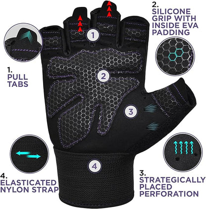 RDX Weight Lifting Gloves Gym Fitness Workout, Anti Slip Padded Full Palm Protection, Ultra Ventilated, Bodybuilding Strength Training HIIT WOD Exercise, Half Finger Men Women Cycling Rowing Climbing