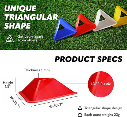 GSi Sports Training Cones for Agility Drills – Soccer & Basketball Multi-Sport Field Markers, Durable Flexible Cones in Multiple Shapes & Packs (20–80 Pack)