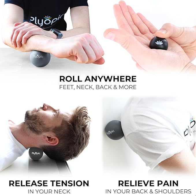 Massage Ball Set – Complete 5-Piece Kit: Spiky, Lacrosse & Mini Precision Balls + Roller – Plantar Fasciitis, Foot Arch & Heel Relief - Trigger Point Therapy for Back, Neck, Shoulders & Full Body
