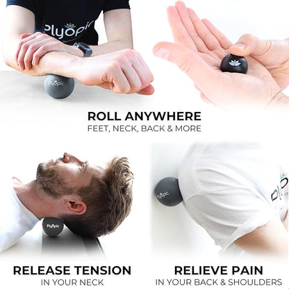 Massage Ball Set – Complete 5-Piece Kit: Spiky, Lacrosse & Mini Precision Balls + Roller – Plantar Fasciitis, Foot Arch & Heel Relief - Trigger Point Therapy for Back, Neck, Shoulders & Full Body
