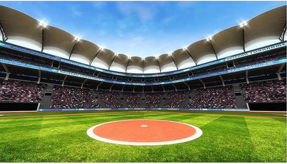 Baseball Stadium Backdrop Baseball Field Stadium Photography Background for Baby Shower Birthday Party Decoration Blue Sky Sport Games Background Themed Portrait Photo Studio Props 20x10ft