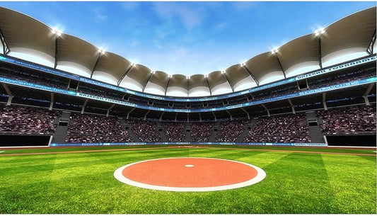 Baseball Stadium Backdrop Baseball Field Stadium Photography Background for Baby Shower Birthday Party Decoration Blue Sky Sport Games Background Themed Portrait Photo Studio Props 20x10ft
